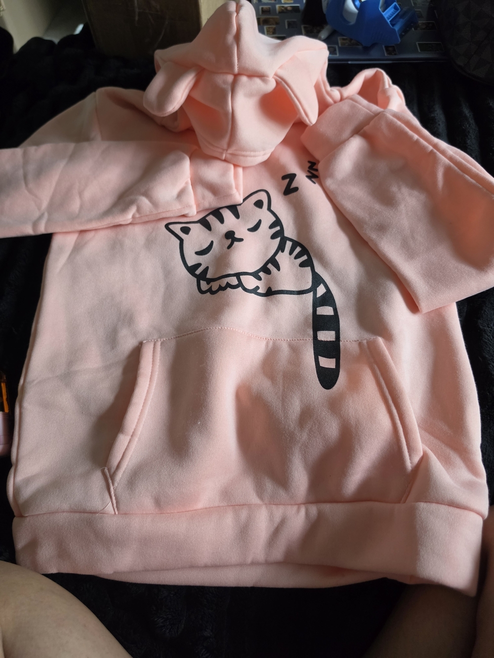 Pink Cat Graphic Hoodie - Cute Kitty Pullover - Picture 5 of 5